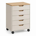 Ladeblok met 5 laden en wielen, 40 x 40 x 65 cm, wit/naturel