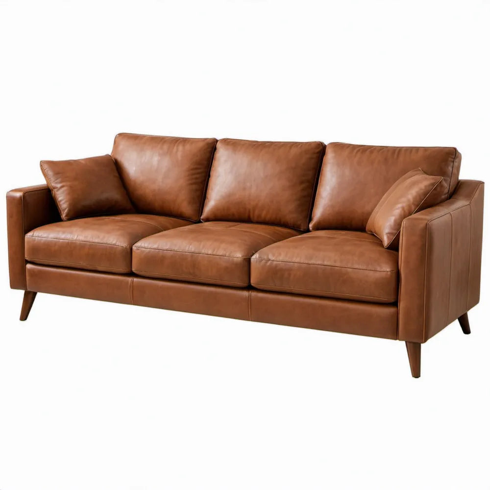 3-zitsbank van PU-leer 220 x 90 x 85 cm Cognac/Bruin