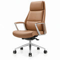 Verstelbare bureaustoel met hoge rugleuning van cognacbruin PU-kunstleer, 65 x 70 x 118-128 cm