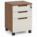Verrijdbaar ladeblok met 3 laden en slot, 40 x 50 x 60 cm, walnootbruin/wit