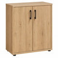 Archiefkast met 2 deuren, 2 legplanken en 3 opbergvakken, 80 x 40 x 120 cm, naturel eiken/zwart